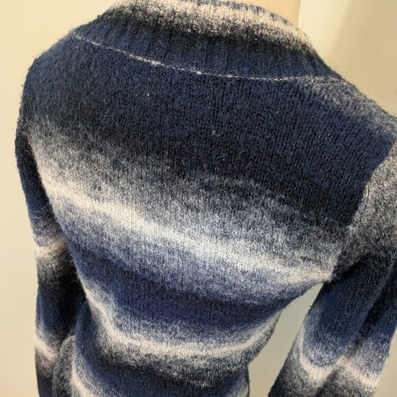 Energie V Neck Sweater L Blue Vintage Y2K Elena Bella Twilightcore Swan Stripe - Picture 6 of 11